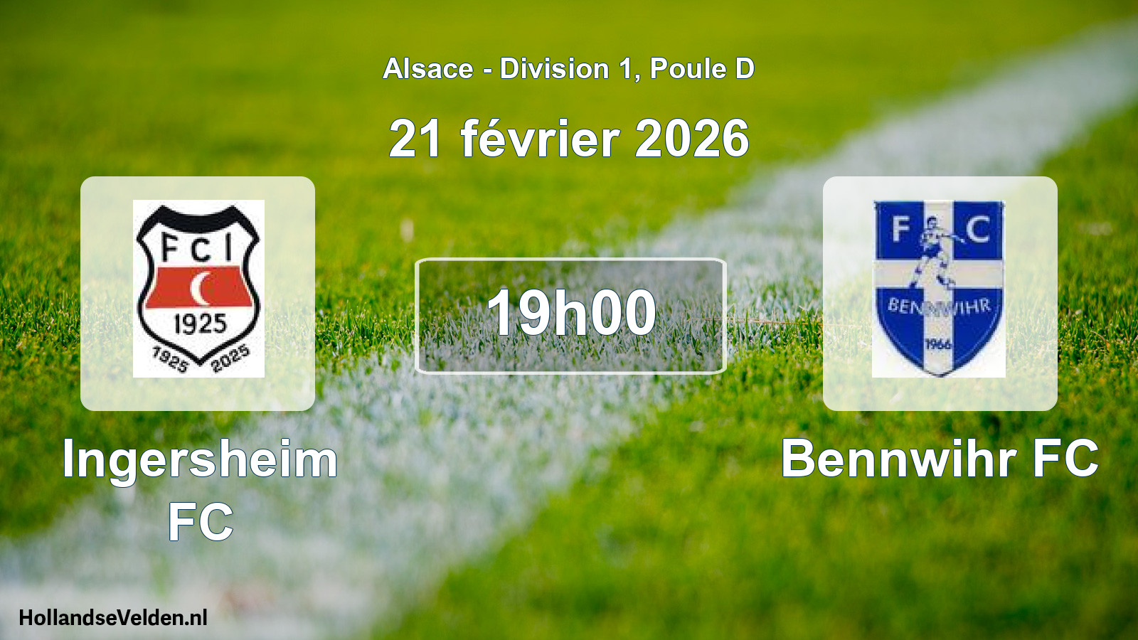 Match programmé: Ingersheim FC - Bennwihr FC (21 février 2026)