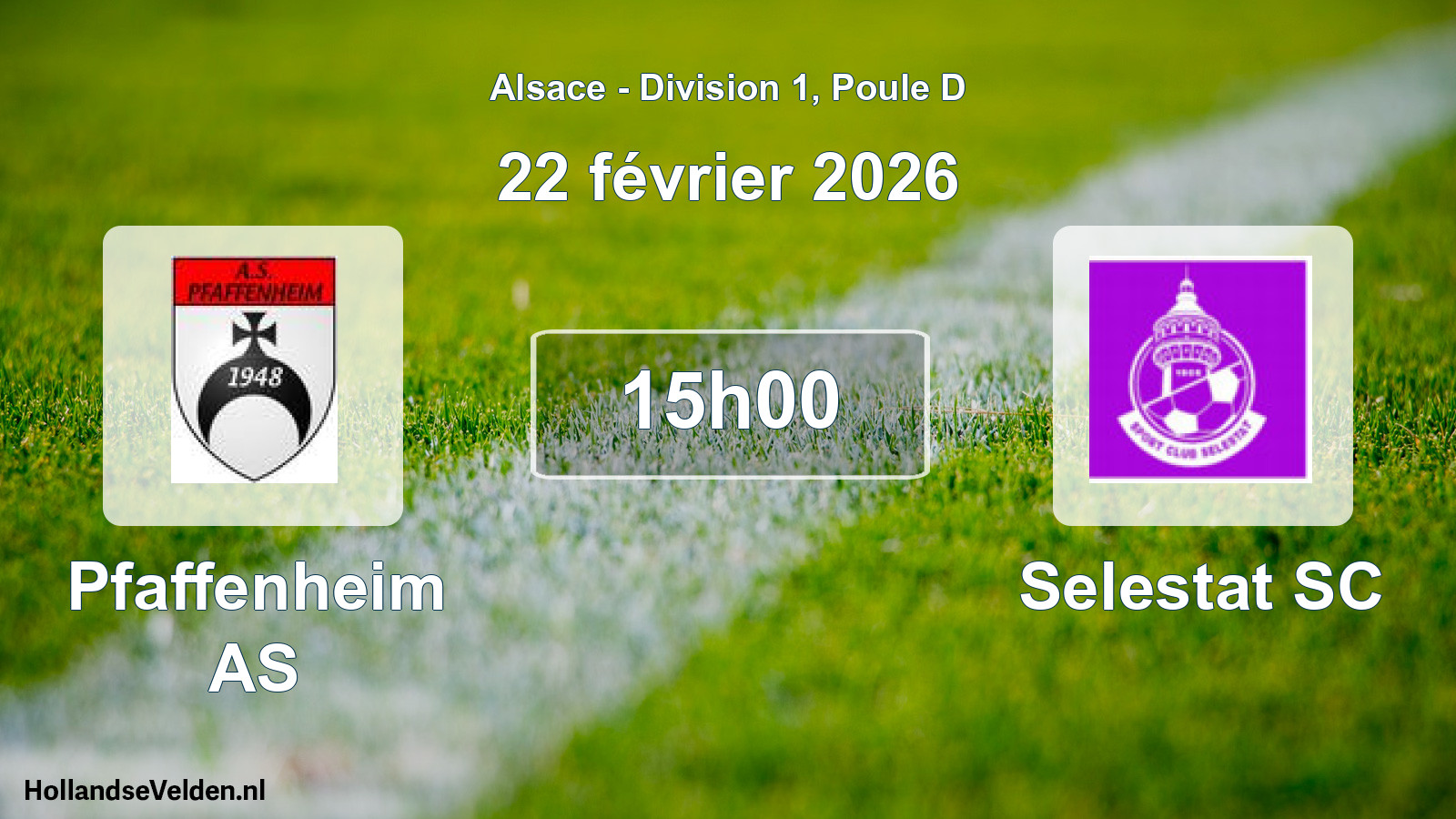 Match programmé: Pfaffenheim AS - Selestat SC (22 février 2026)