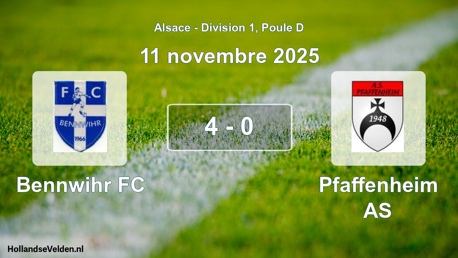 Match joué: Bennwihr FC - Pfaffenheim AS 4 - 0 (11 novembre 2025)