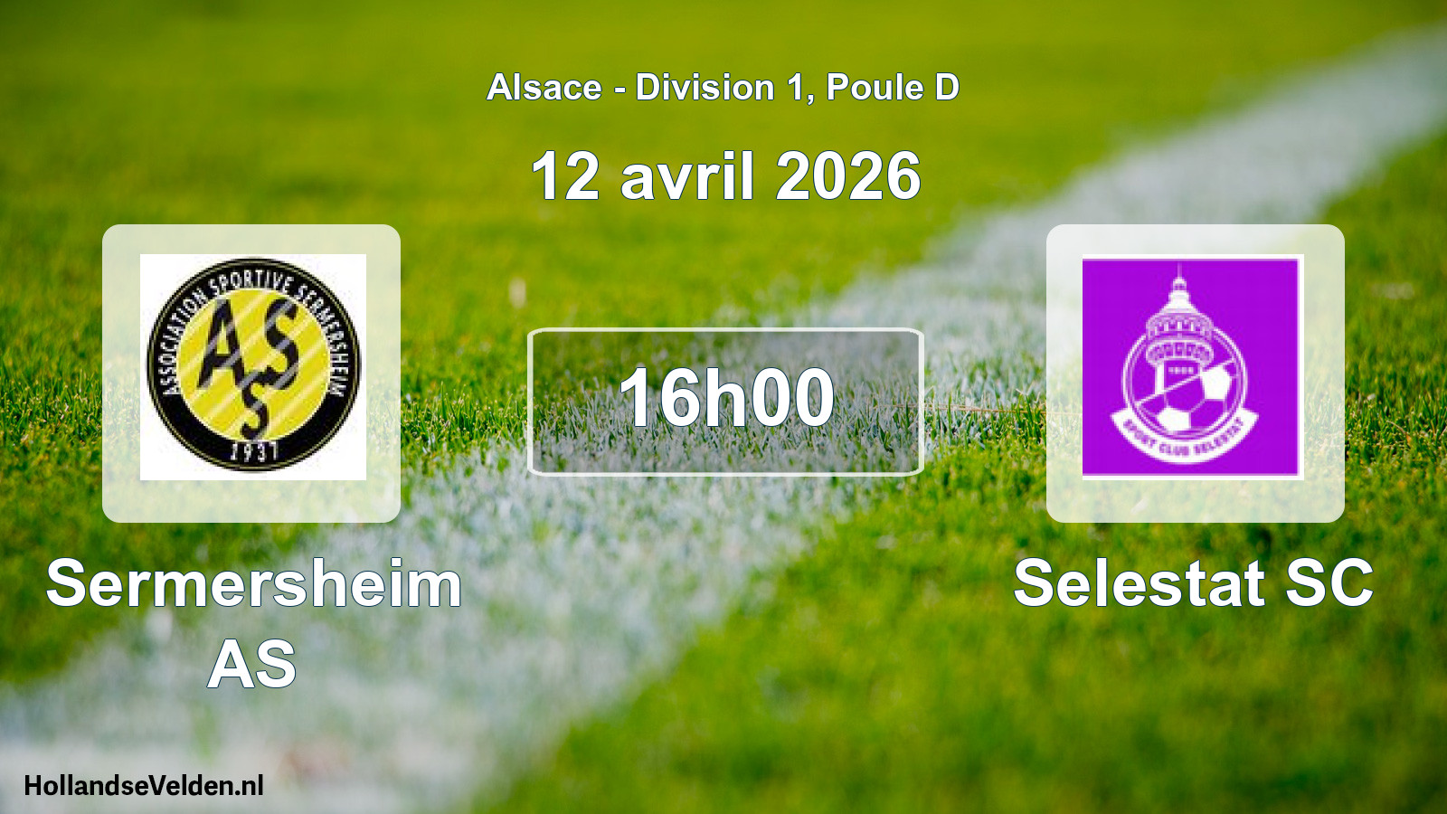 Match programmé: Sermersheim AS - Selestat SC (12 avril 2026)