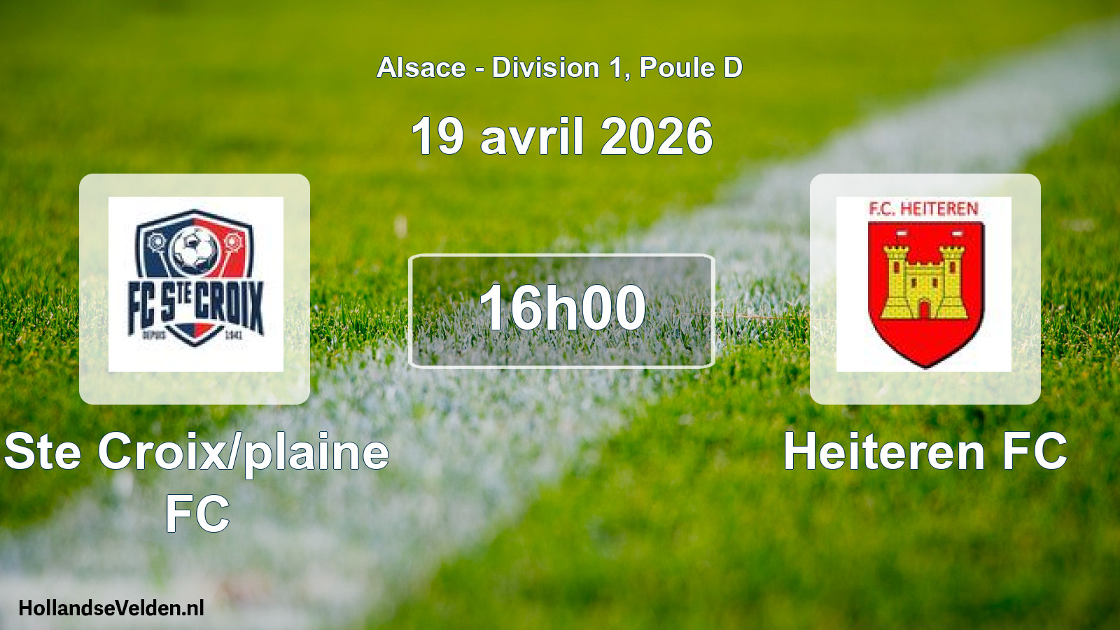 Match programmé: Ste Croix/plaine FC - Heiteren FC (19 avril 2026)