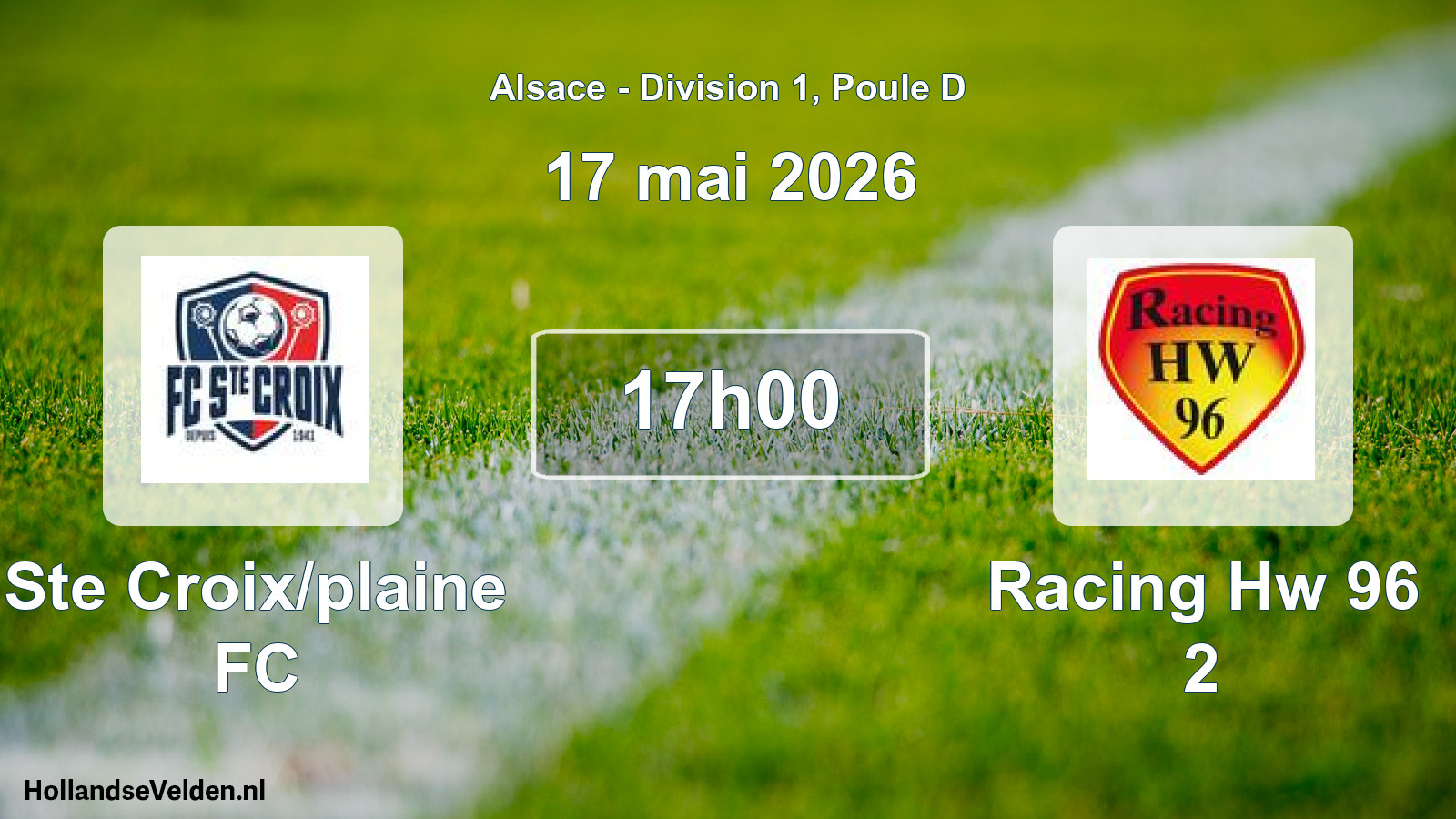 Match programmé: Ste Croix/plaine FC - Racing Hw 96 2 (17 mai 2026)