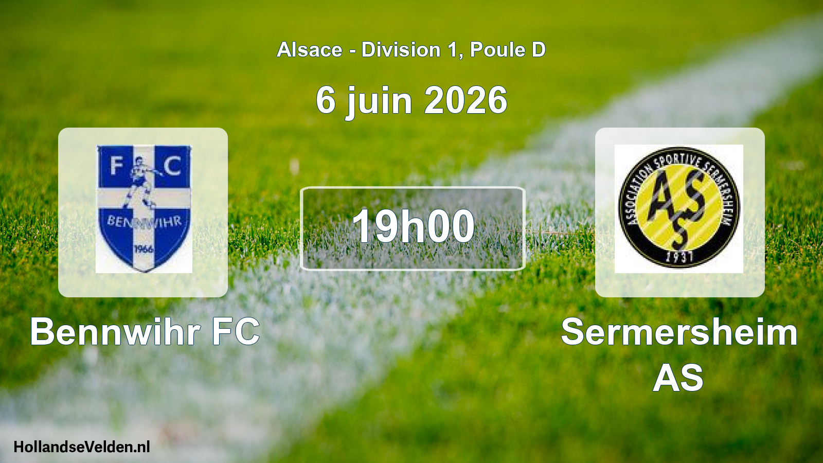 Match programmé: Bennwihr FC - Sermersheim AS (6 juin 2026)