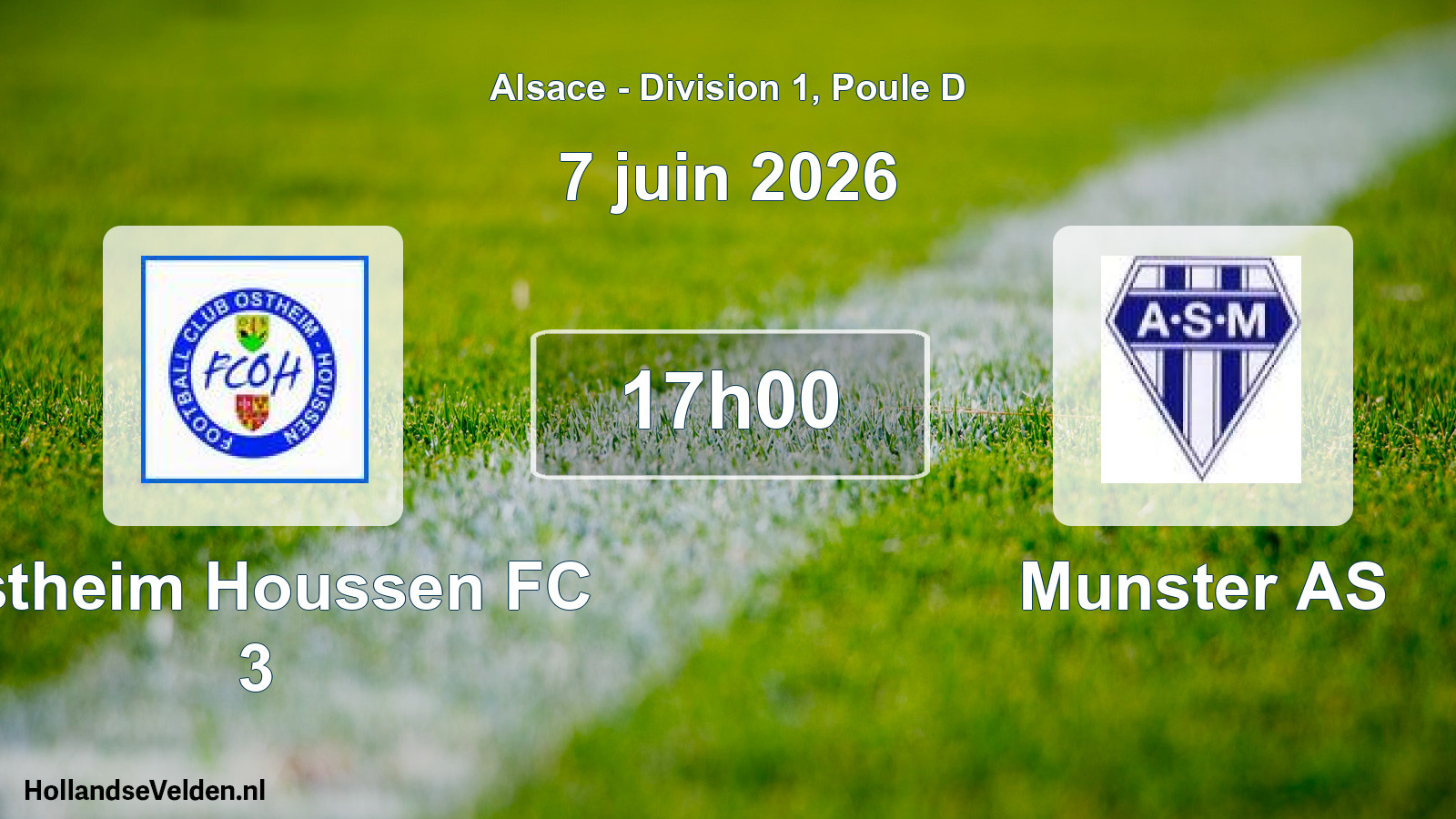 Match programmé: Ostheim Houssen FC 3 - Munster AS (7 juin 2026)