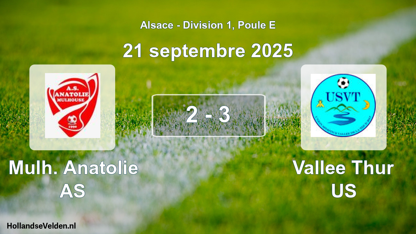 Match joué: Mulh. Anatolie AS - Vallee Thur US 2 - 3 (21 septembre 2025)