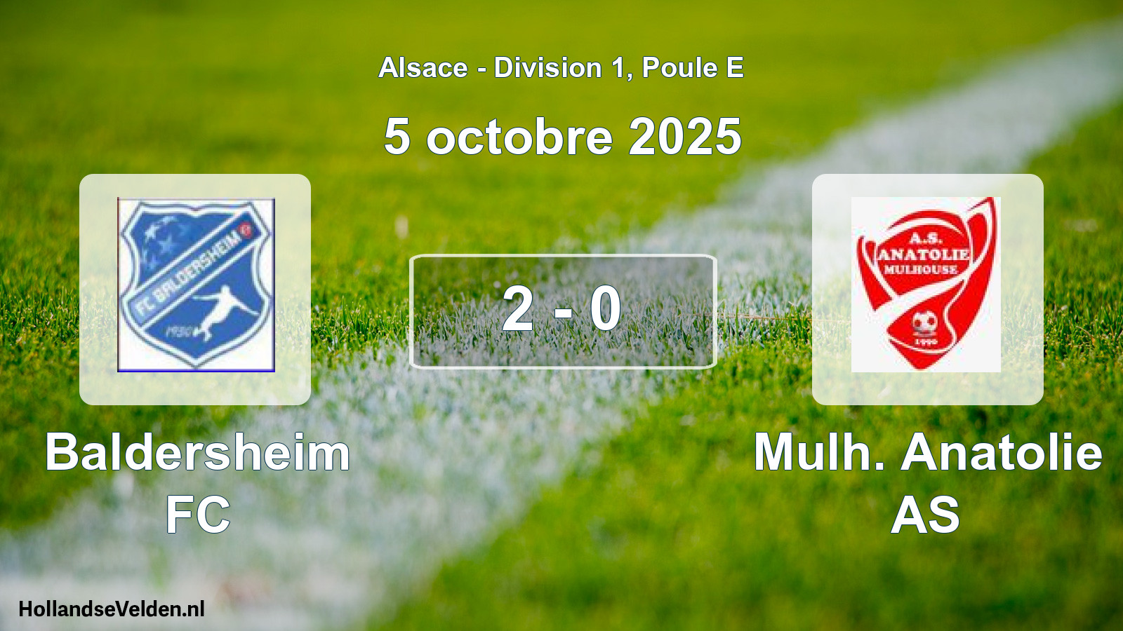 Match joué: Baldersheim FC - Mulh. Anatolie AS 2 - 0 (5 octobre 2025)