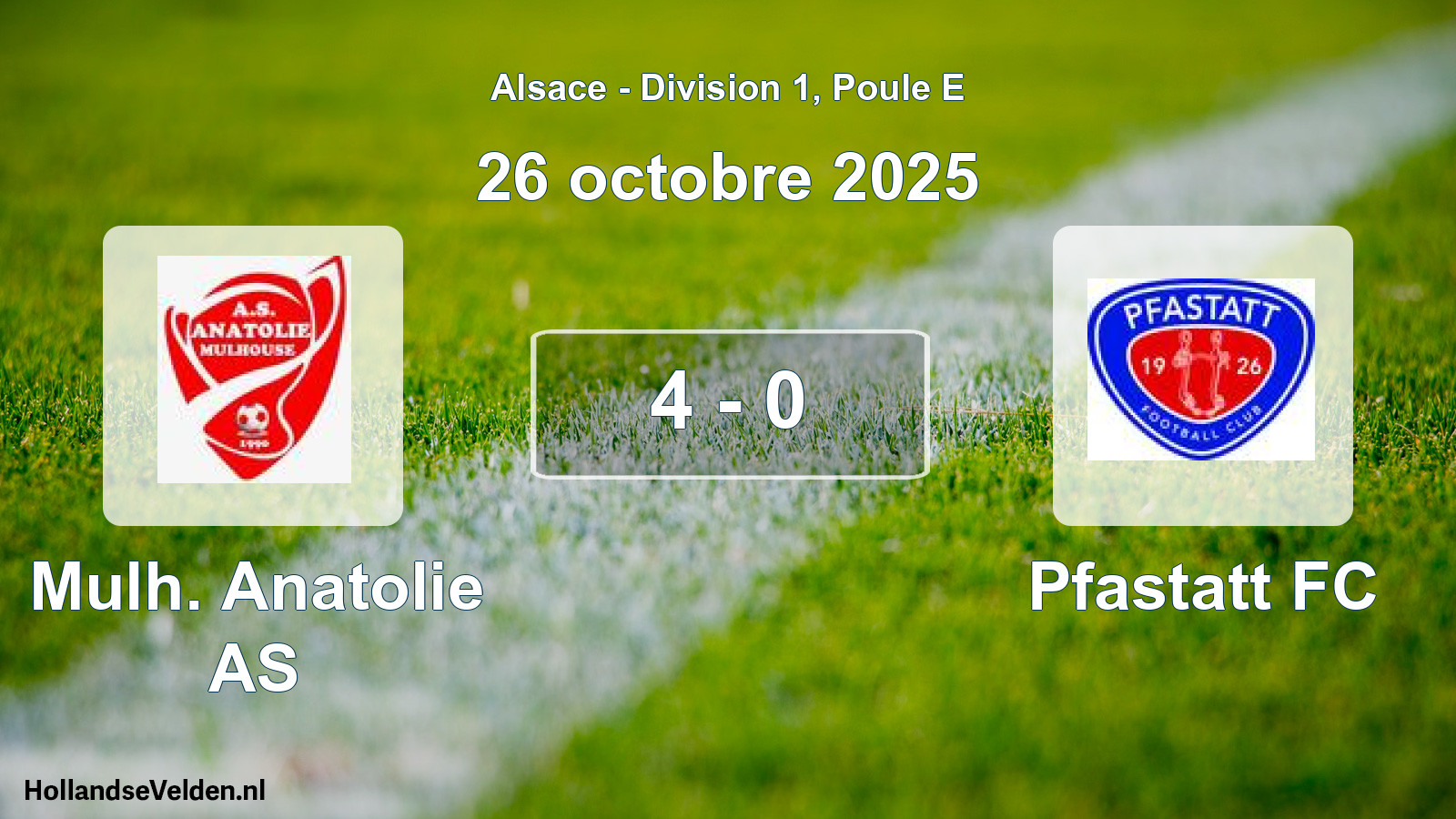 Total number of matches played: Mulh. Anatolie AS - Pfastatt FC 4 - 0 (26 October 2025)