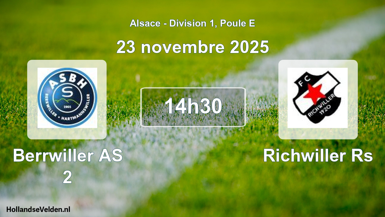 Match programmé: Berrwiller AS 2 - Richwiller Rs (23 novembre 2025)