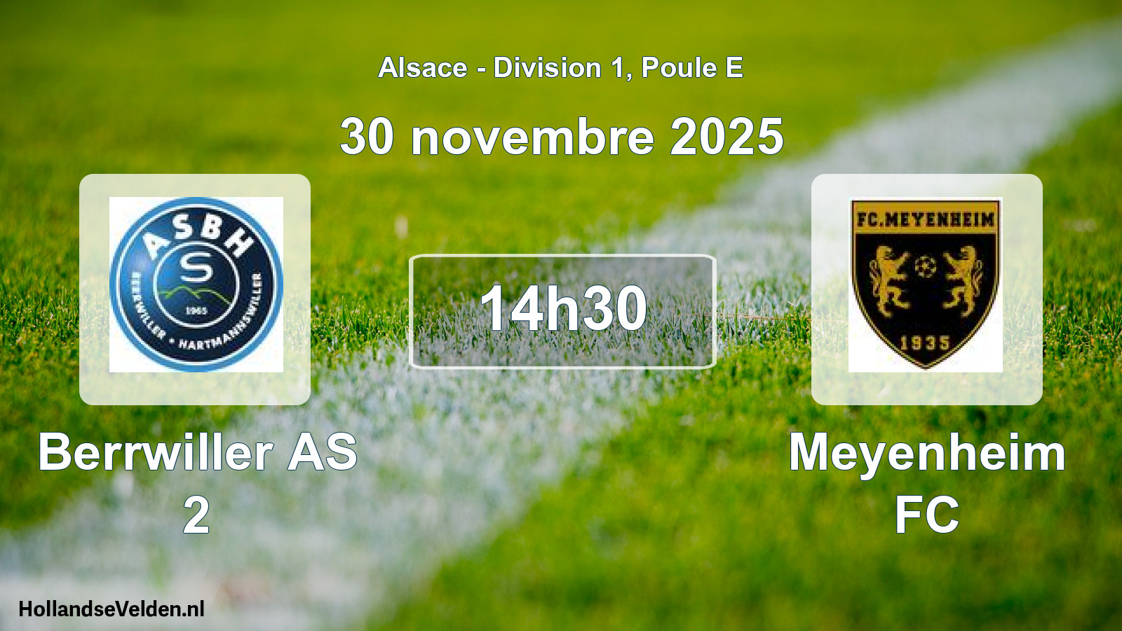 Match programmé: Berrwiller AS 2 - Meyenheim FC (30 novembre 2025)