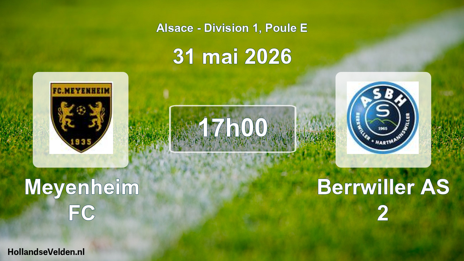 Match programmé: Meyenheim FC - Berrwiller AS 2 (31 mai 2026)