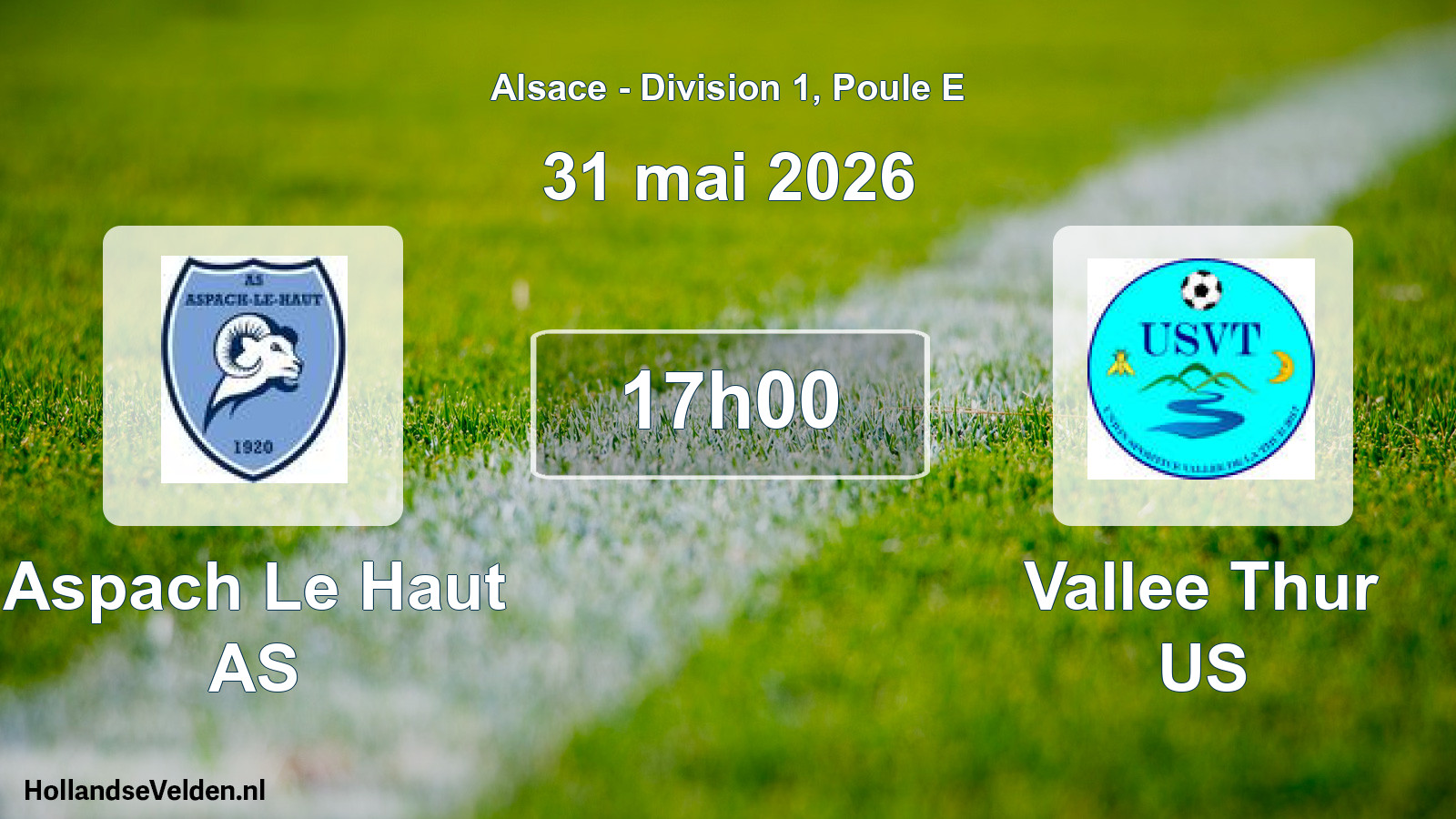 Scheduled Match: Aspach Le Haut AS - Vallee Thur US (31 May 2026)