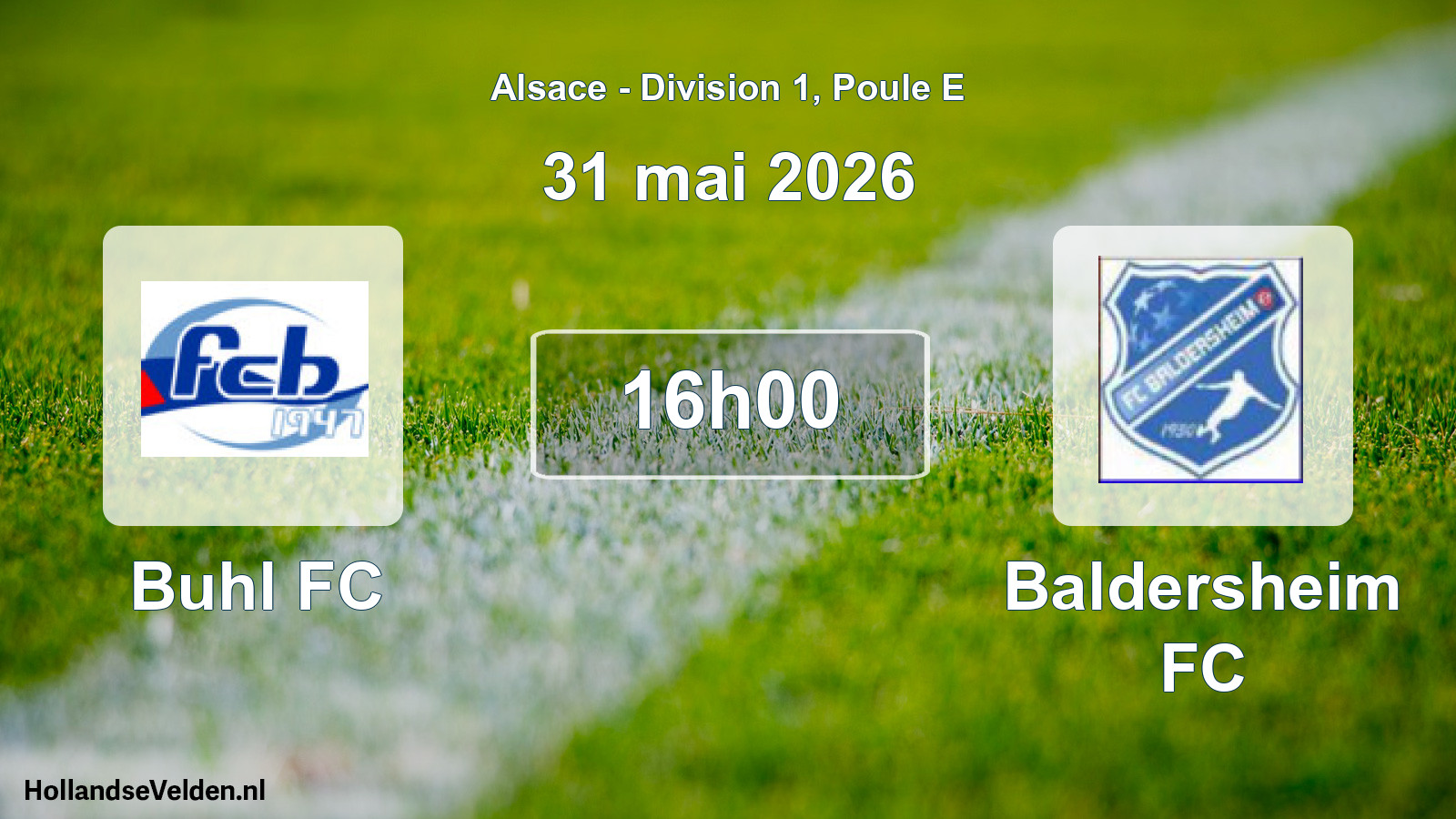 Match programmé: Buhl FC - Baldersheim FC (31 mai 2026)