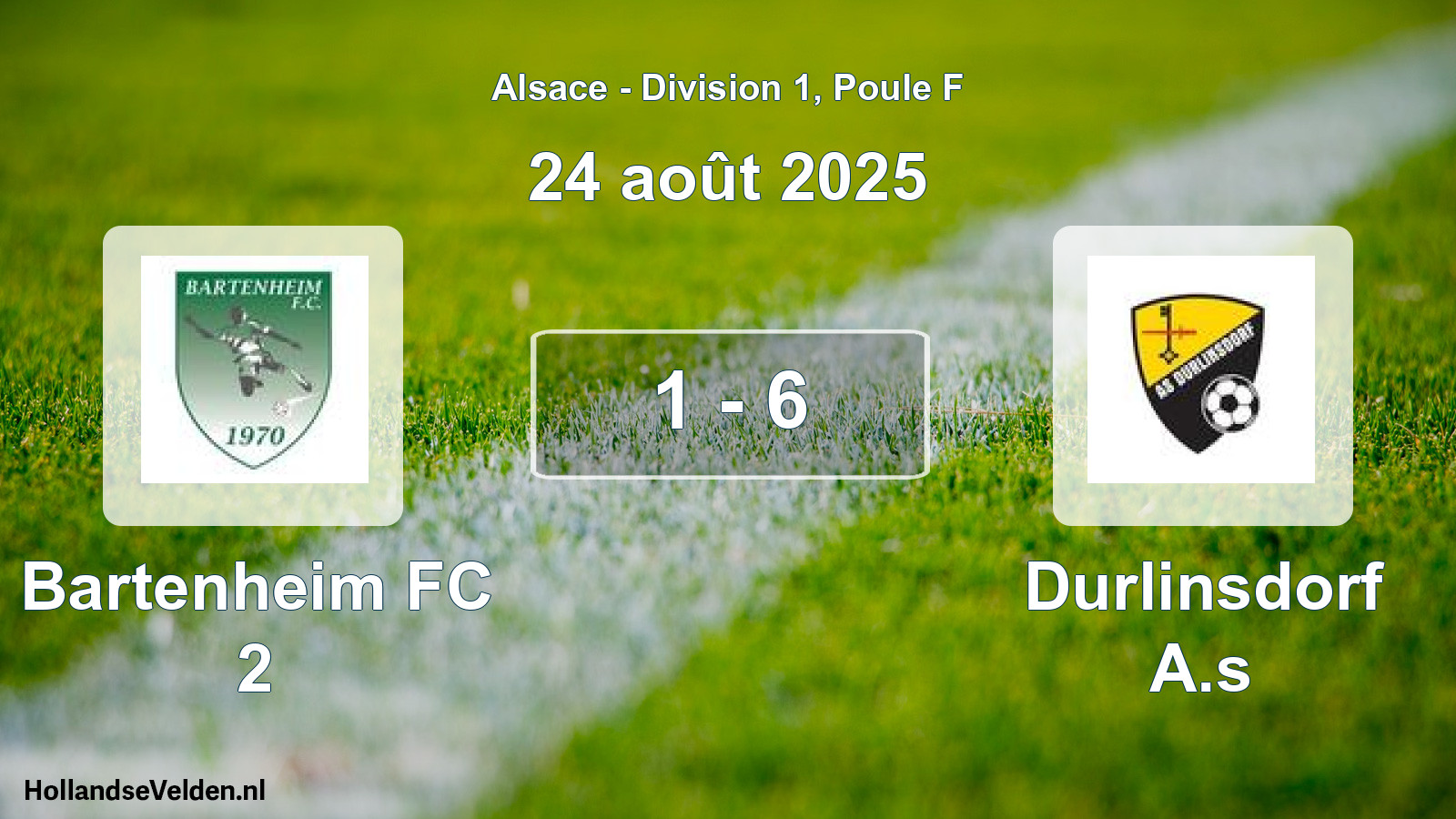 Total number of matches played: Bartenheim FC 2 - Durlinsdorf A.s 1 - 6 (24 August 2025)