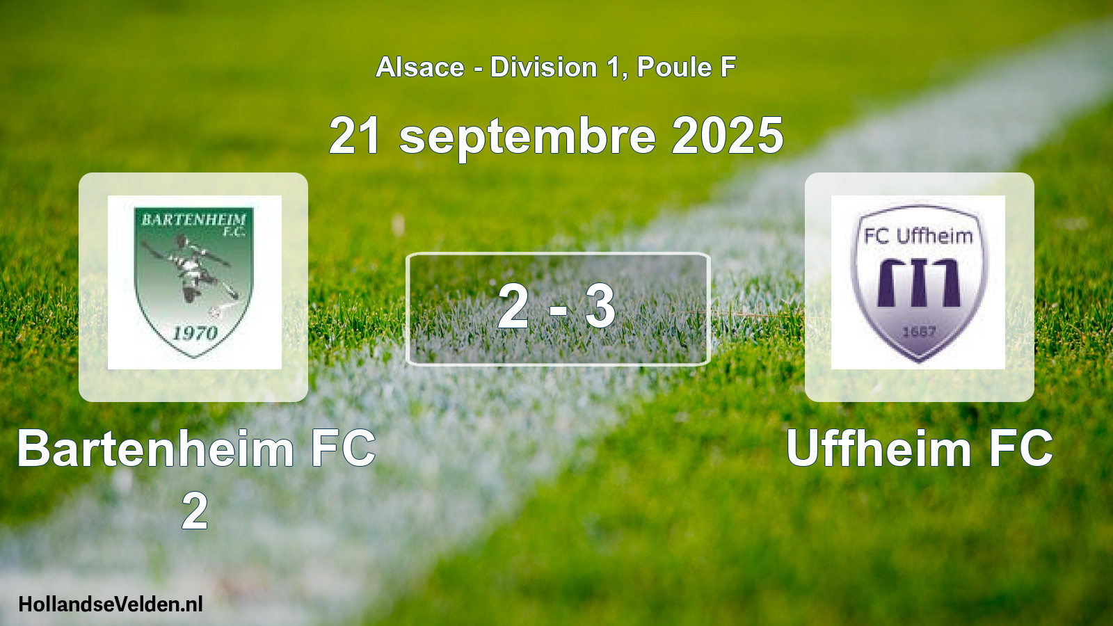 Gespeelde wedstrijd: Bartenheim FC 2 - Uffheim FC 2 - 3 (21 september 2025)