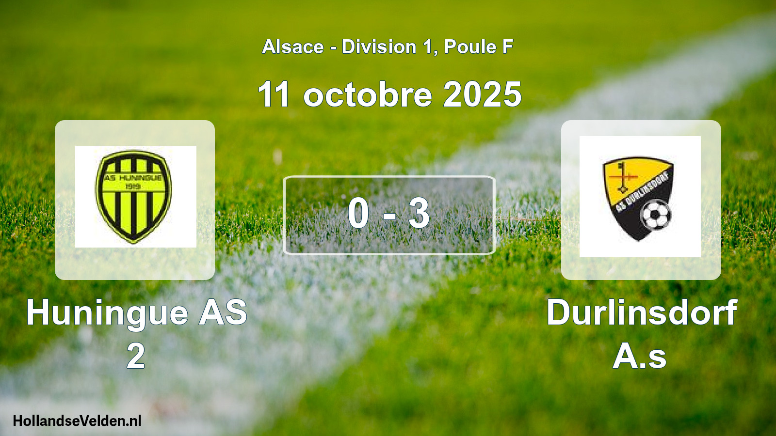 Match joué: Huningue AS 2 - Durlinsdorf A.s 0 - 3 (11 octobre 2025)
