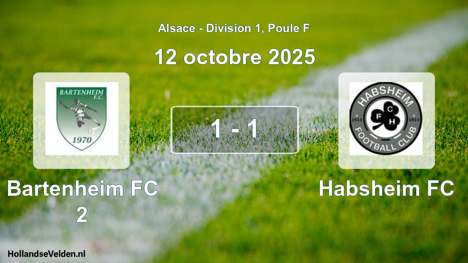 Total number of matches played: Bartenheim FC 2 - Habsheim FC 1 - 1 (12 October 2025)
