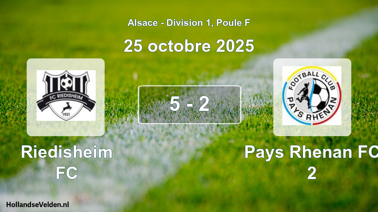 Match joué: Riedisheim FC - Pays Rhenan FC 2 5 - 2 (25 octobre 2025)