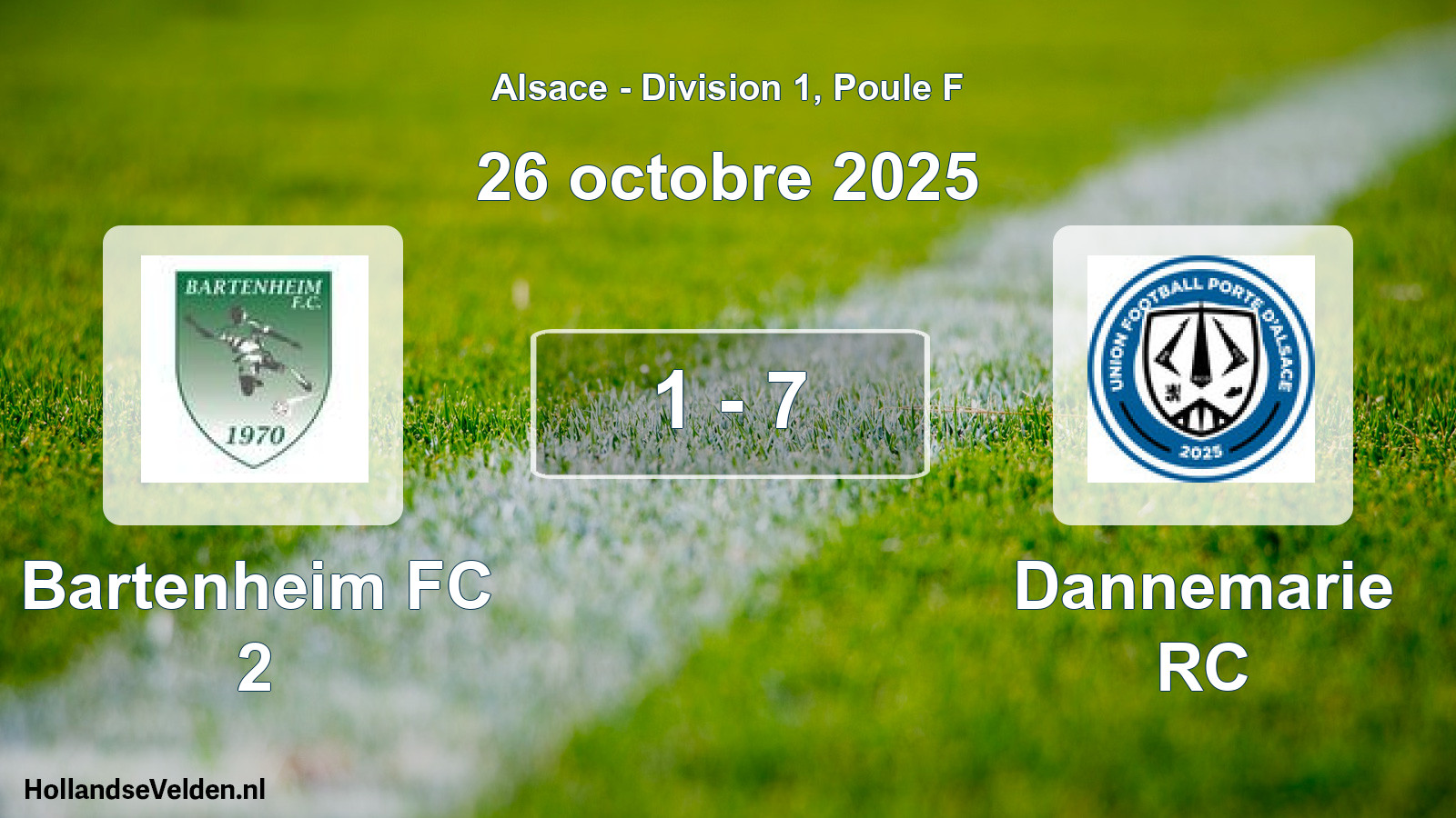 Match joué: Bartenheim FC 2 - Dannemarie RC 1 - 7 (26 octobre 2025)