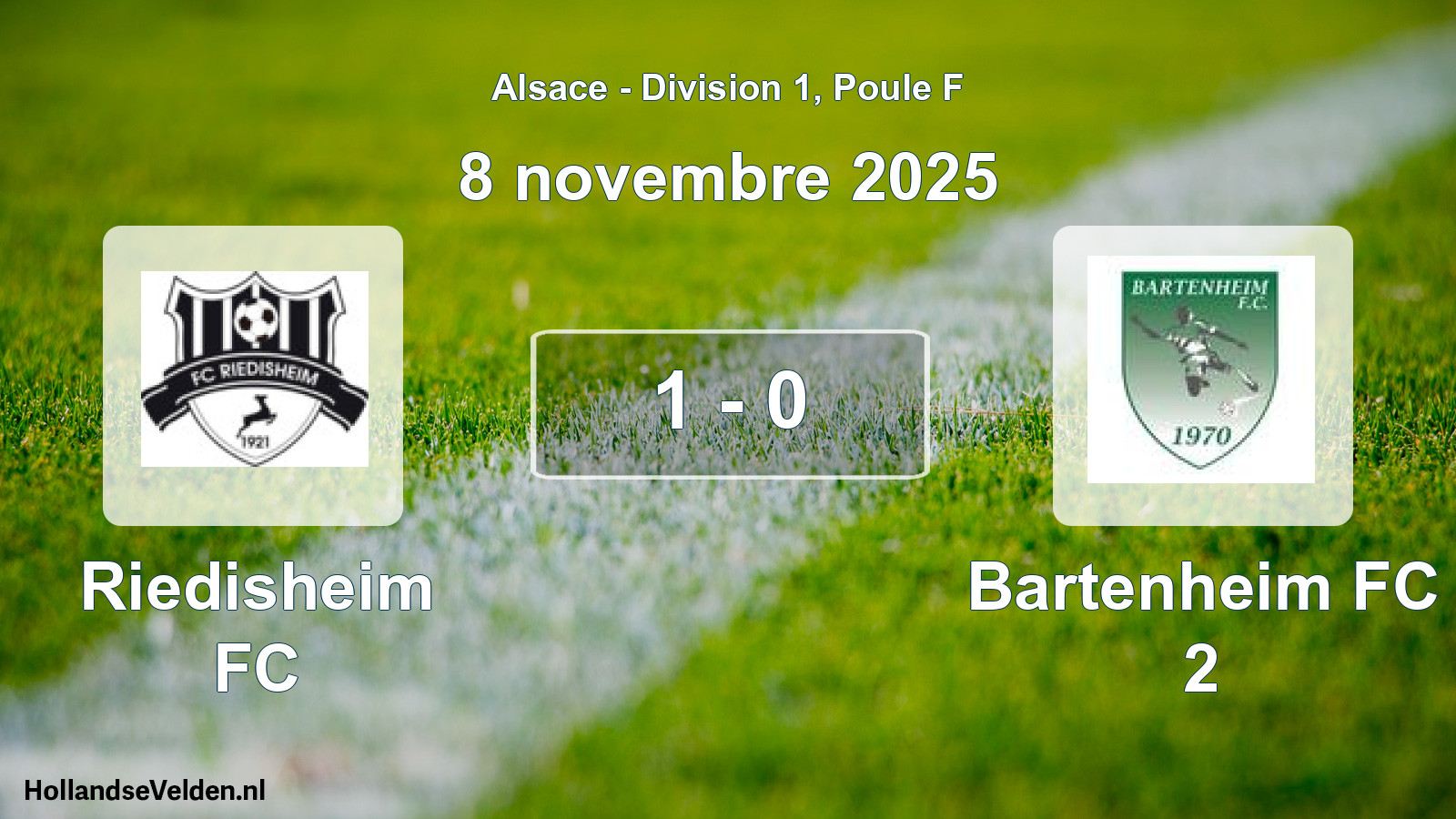 Total number of matches played: Riedisheim FC - Bartenheim FC 2 1 - 0 (8 November 2025)