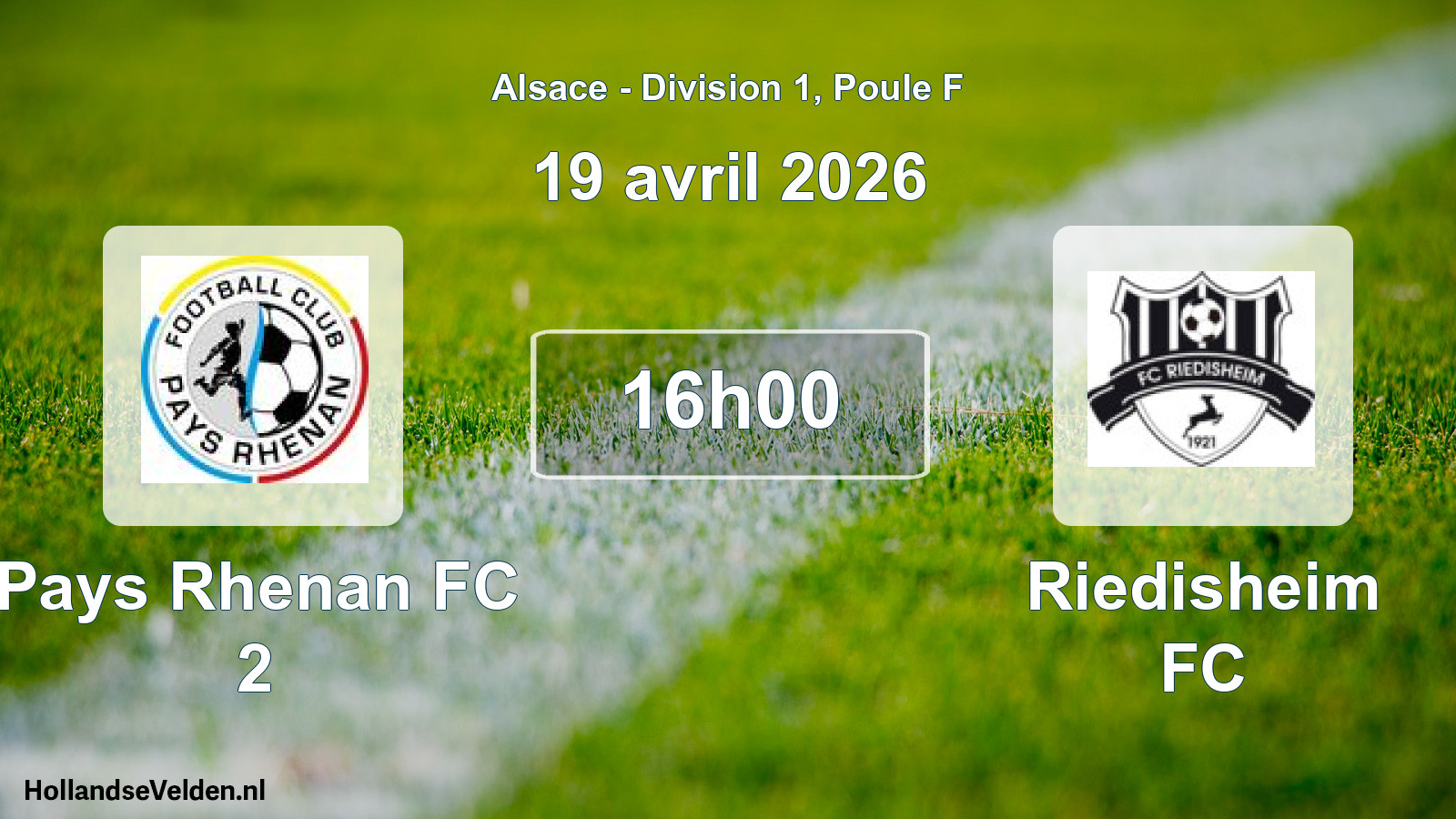 Geplande wedstrijd: Pays Rhenan FC 2 - Riedisheim FC (19 april 2026)