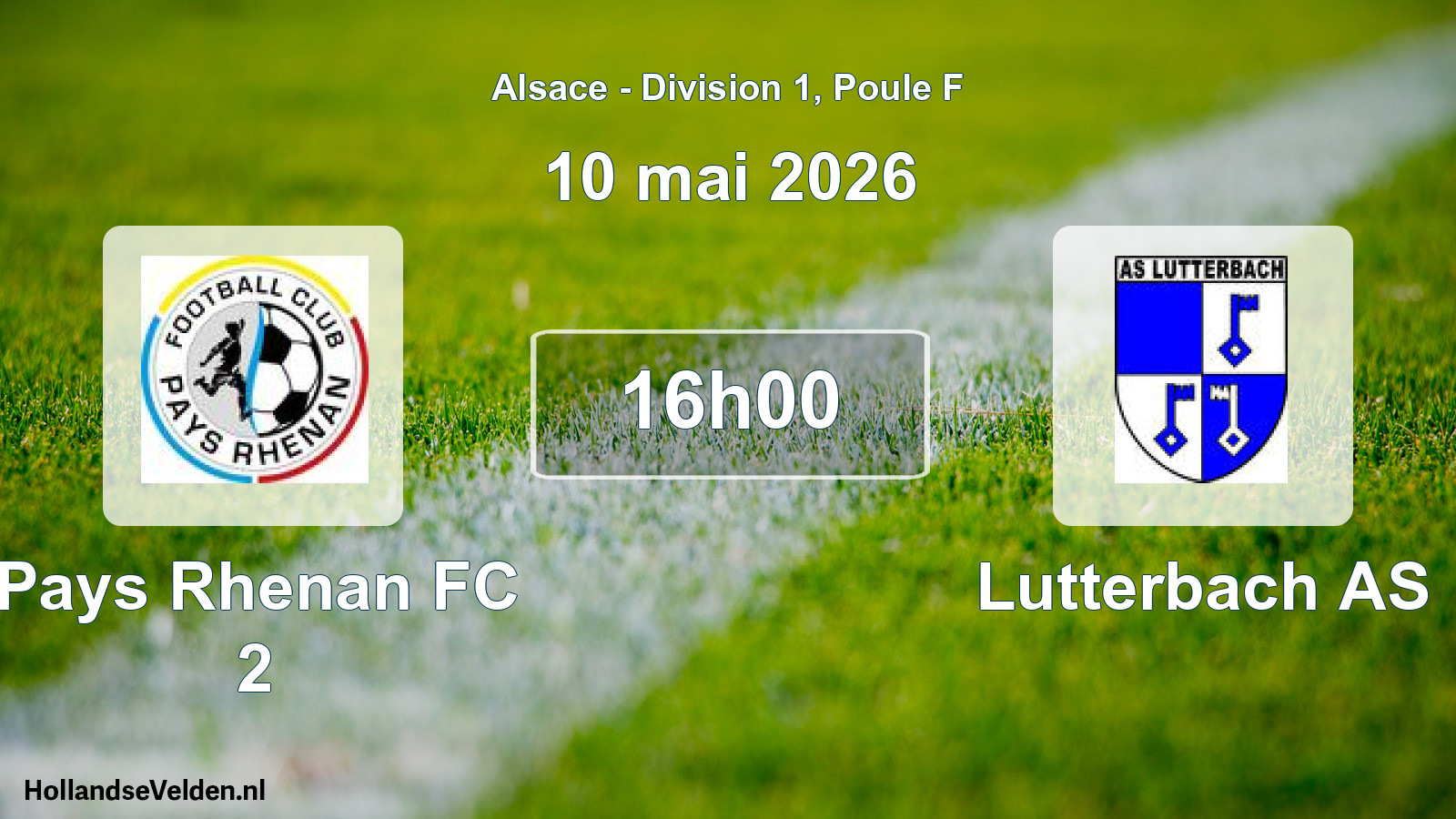 Match programmé: Pays Rhenan FC 2 - Lutterbach AS (10 mai 2026)