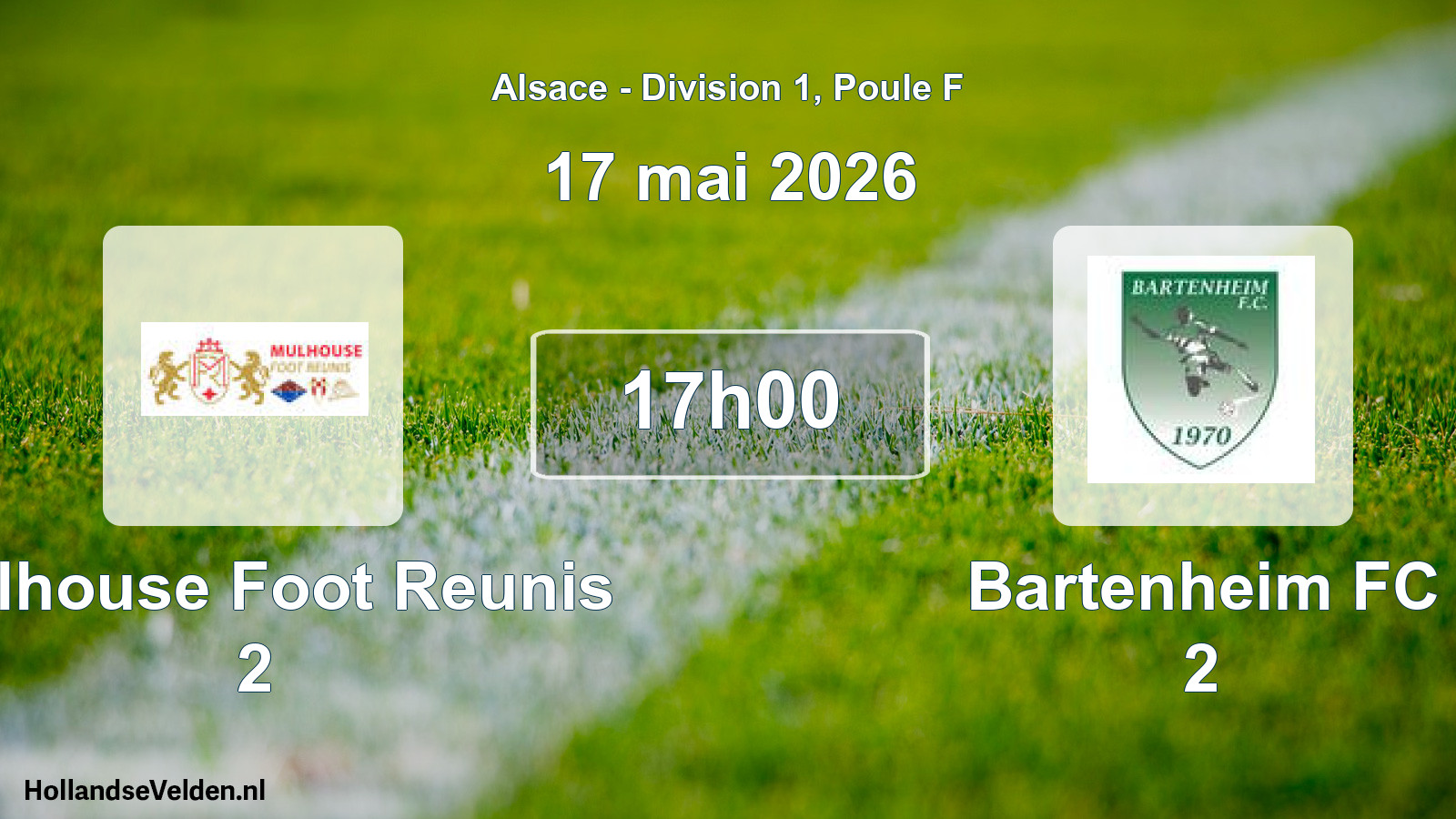 Match programmé: Mulhouse Foot Reunis 2 - Bartenheim FC 2 (17 mai 2026)
