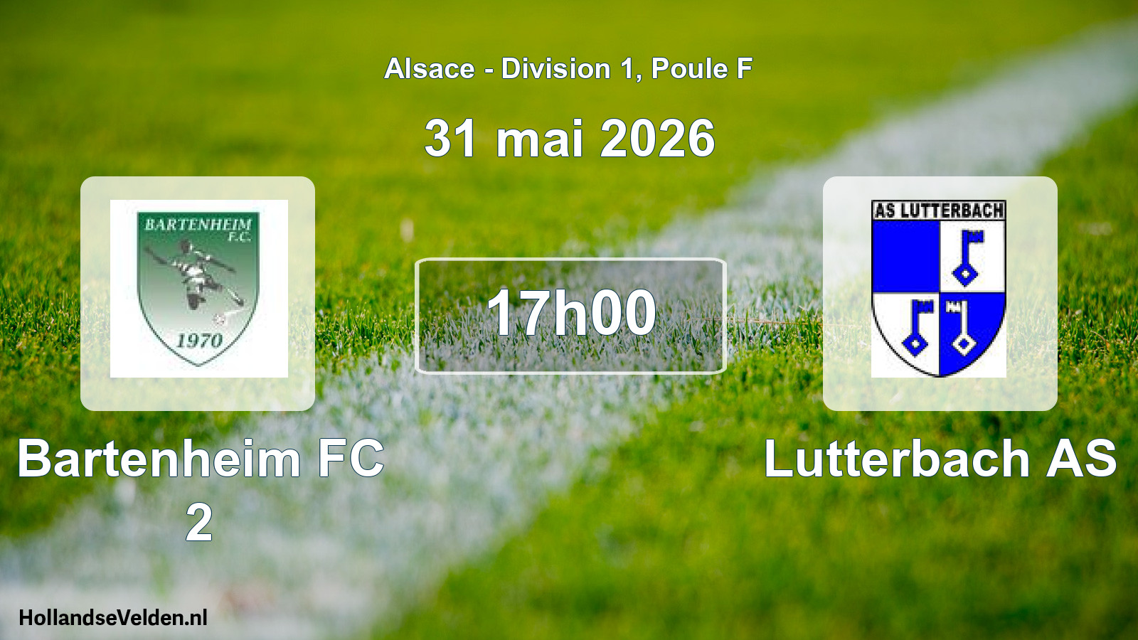 Match programmé: Bartenheim FC 2 - Lutterbach AS (31 mai 2026)