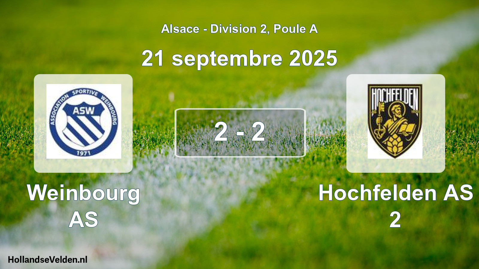 Match joué: Weinbourg AS - Hochfelden AS 2 2 - 2 (21 septembre 2025)