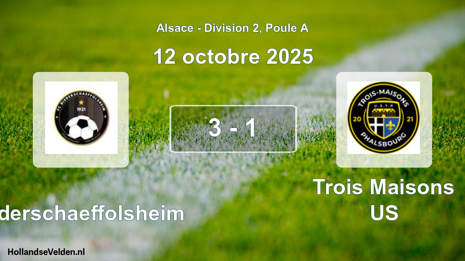 Match joué: Niederschaeffolsheim - Trois Maisons US 3 - 1 (12 octobre 2025)