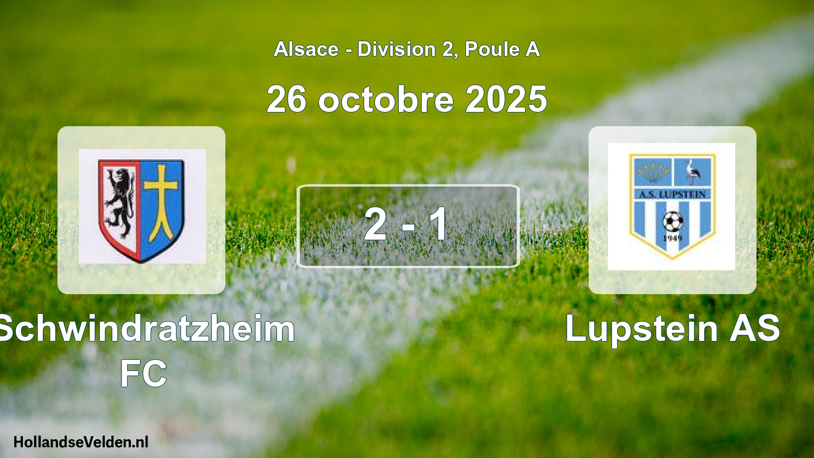 Match joué: Schwindratzheim FC - Lupstein AS 2 - 1 (26 octobre 2025)