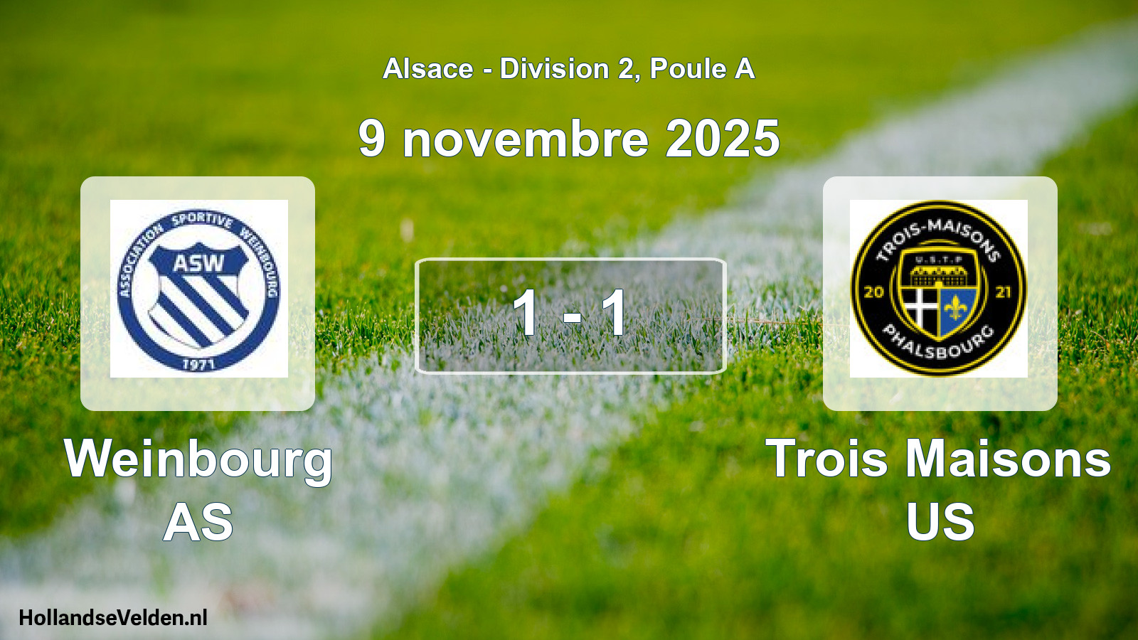Match joué: Weinbourg AS - Trois Maisons US 1 - 1 (9 novembre 2025)
