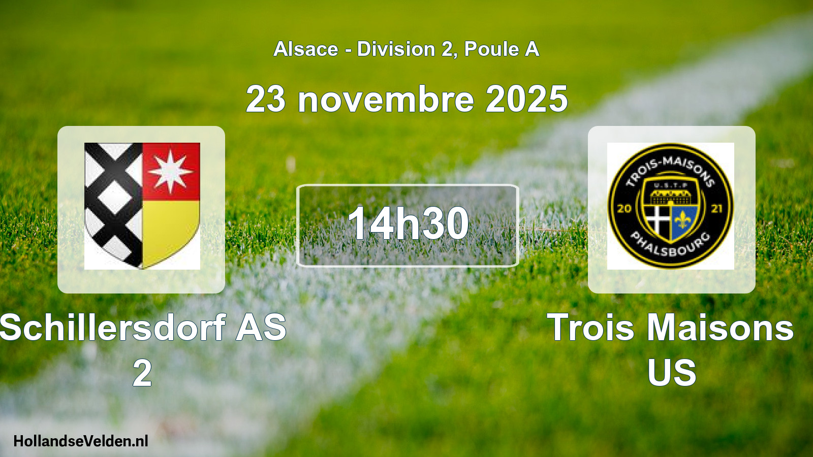 Match programmé: Schillersdorf AS 2 - Trois Maisons US (23 novembre 2025)