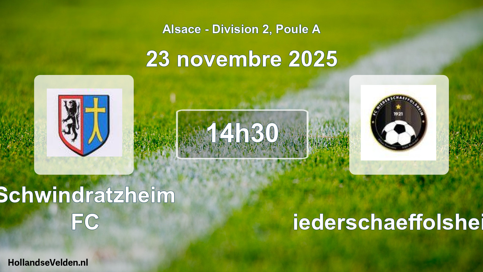 Match programmé: Schwindratzheim FC - Niederschaeffolsheim (23 novembre 2025)