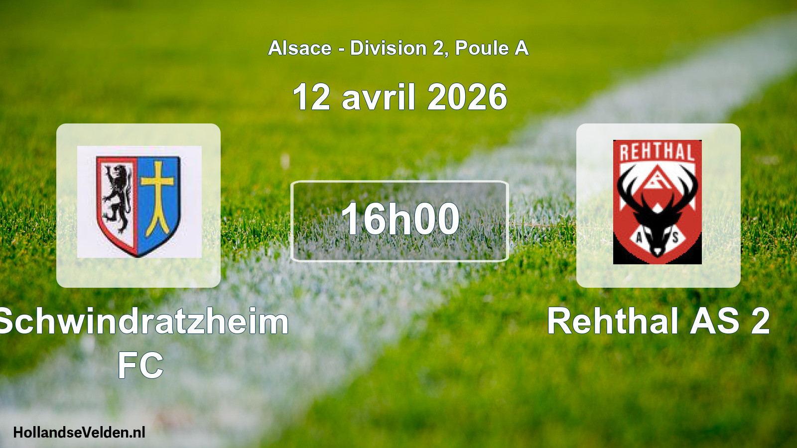 Match programmé: Schwindratzheim FC - Rehthal AS 2 (12 avril 2026)