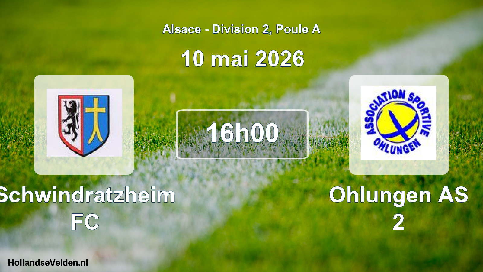 Match programmé: Schwindratzheim FC - Ohlungen AS 2 (10 mai 2026)