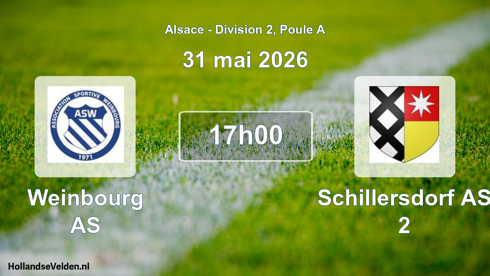 Match programmé: Weinbourg AS - Schillersdorf AS 2 (31 mai 2026)