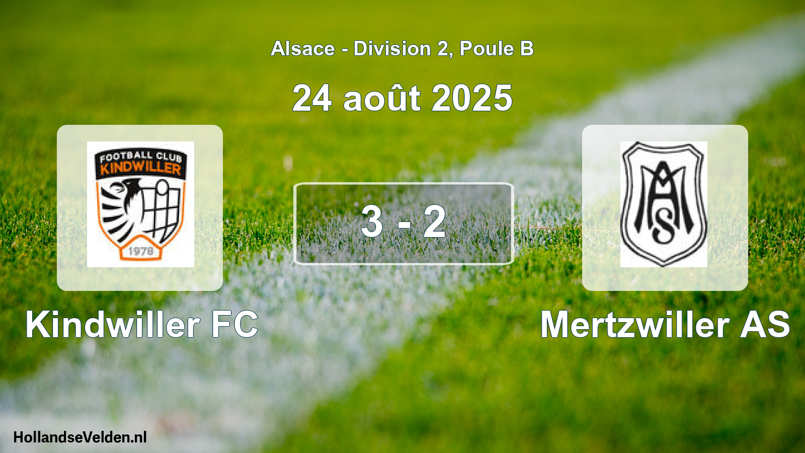 Match joué: Kindwiller FC - Mertzwiller AS 3 - 2 (24 août 2025)