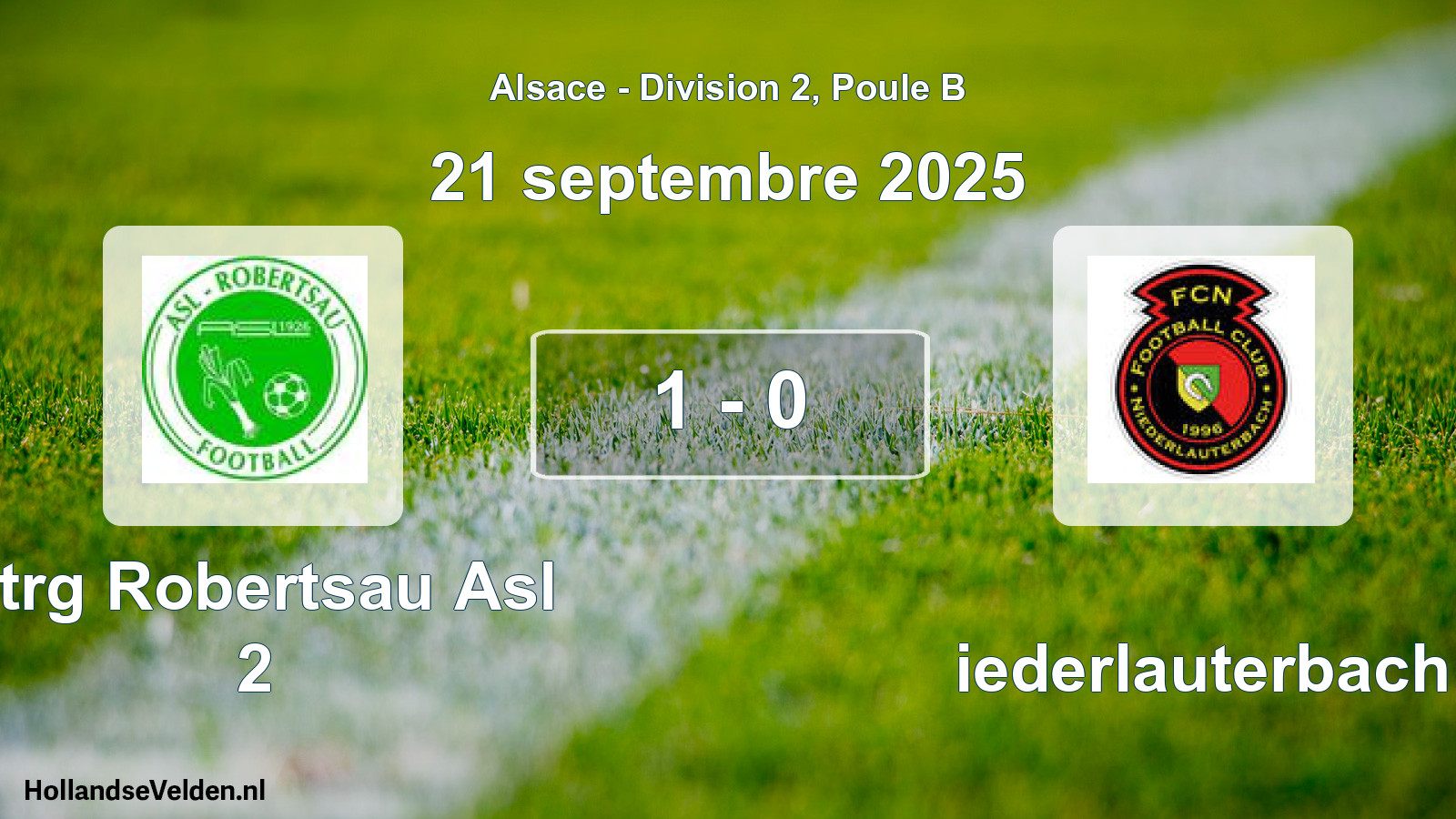 Total number of matches played: Strg Robertsau Asl 2 - Niederlauterbach 1 - 0 (21 September 2025)