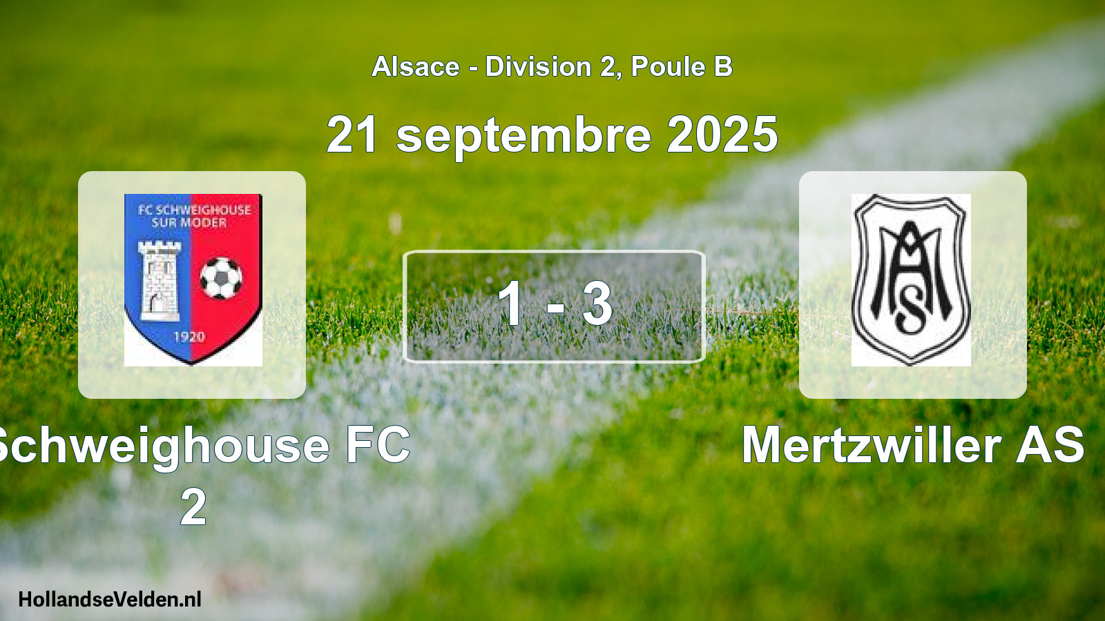 Match joué: Schweighouse FC 2 - Mertzwiller AS 1 - 3 (21 septembre 2025)
