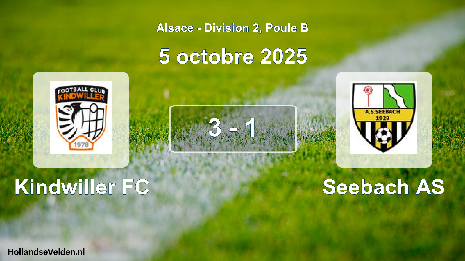 Match joué: Kindwiller FC - Seebach AS 3 - 1 (5 octobre 2025)