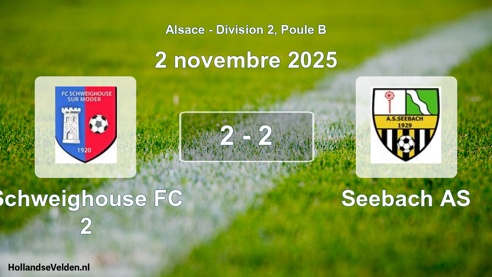 Match joué: Schweighouse FC 2 - Seebach AS 2 - 2 (2 novembre 2025)