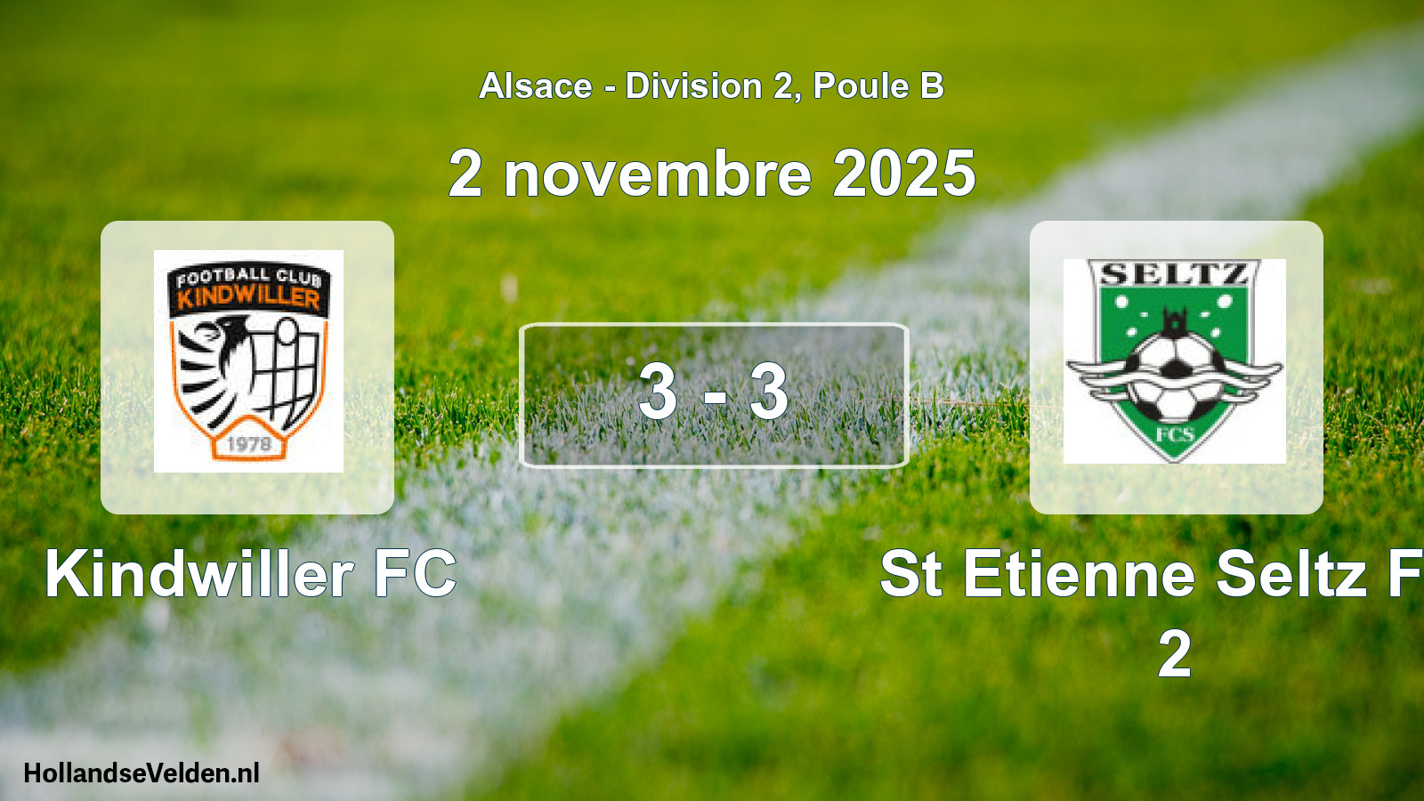 Match joué: Kindwiller FC - St Etienne Seltz FC 2 3 - 3 (2 novembre 2025)