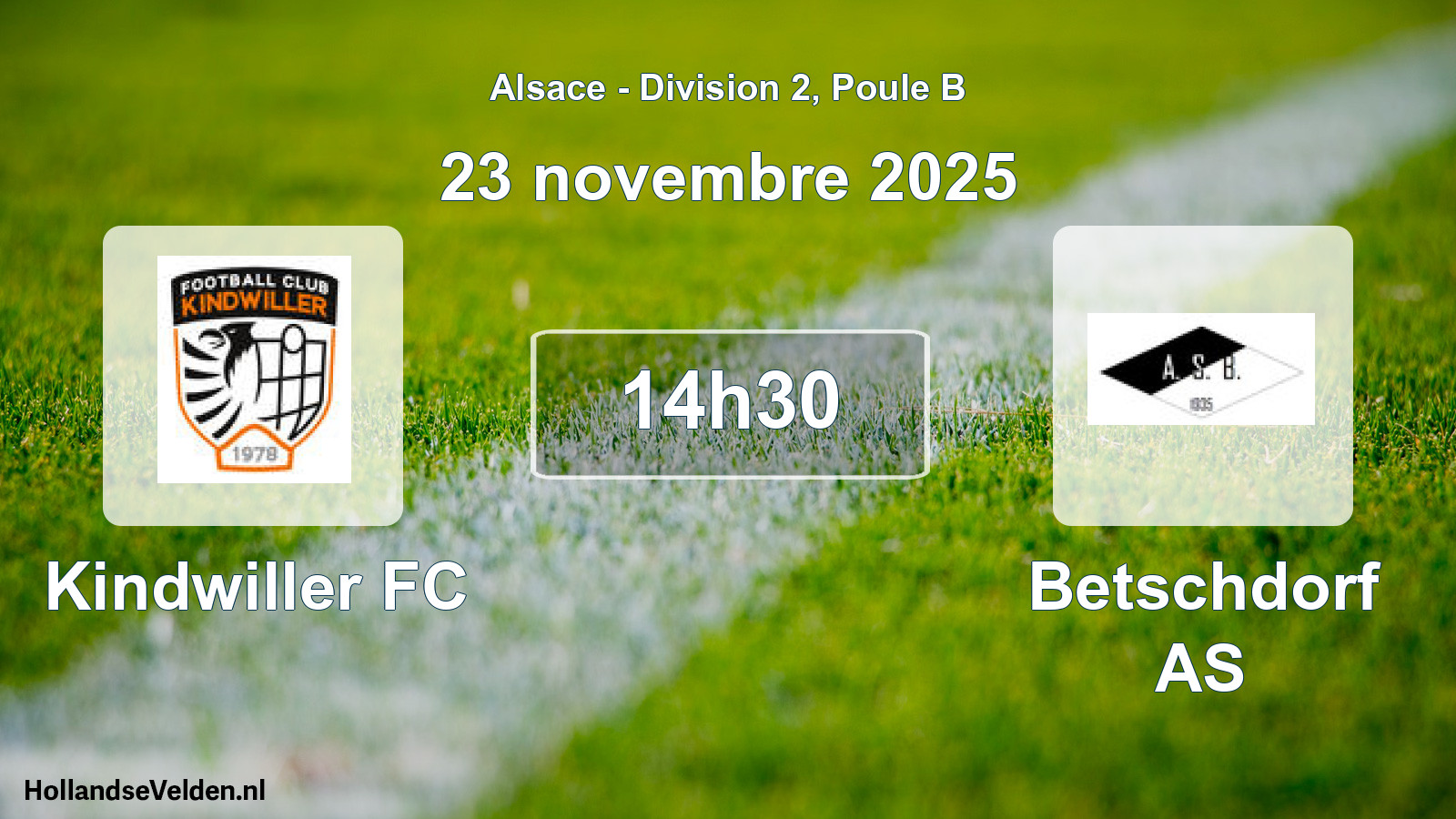 Match programmé: Kindwiller FC - Betschdorf AS (23 novembre 2025)