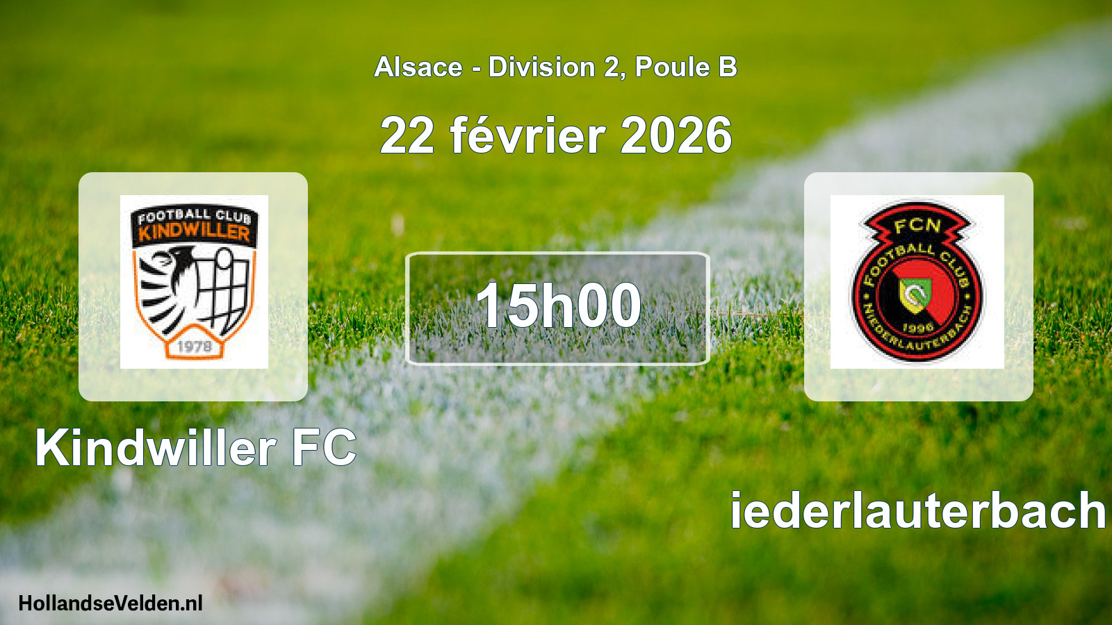 Match programmé: Kindwiller FC - Niederlauterbach (22 février 2026)