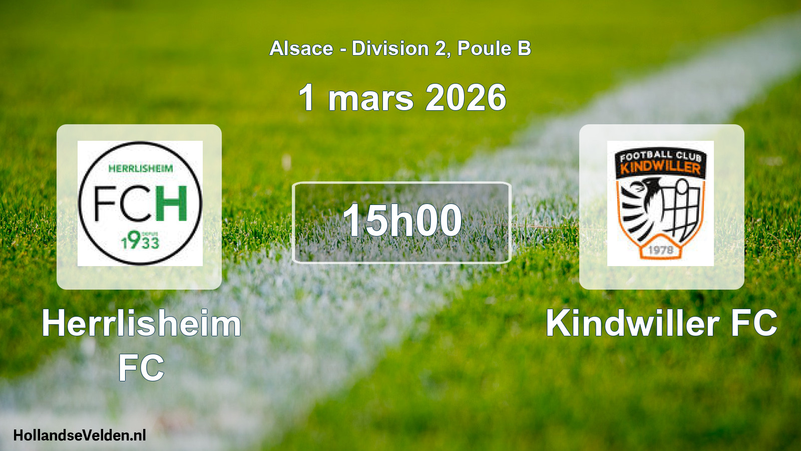 Match programmé: Herrlisheim FC - Kindwiller FC (1 mars 2026)