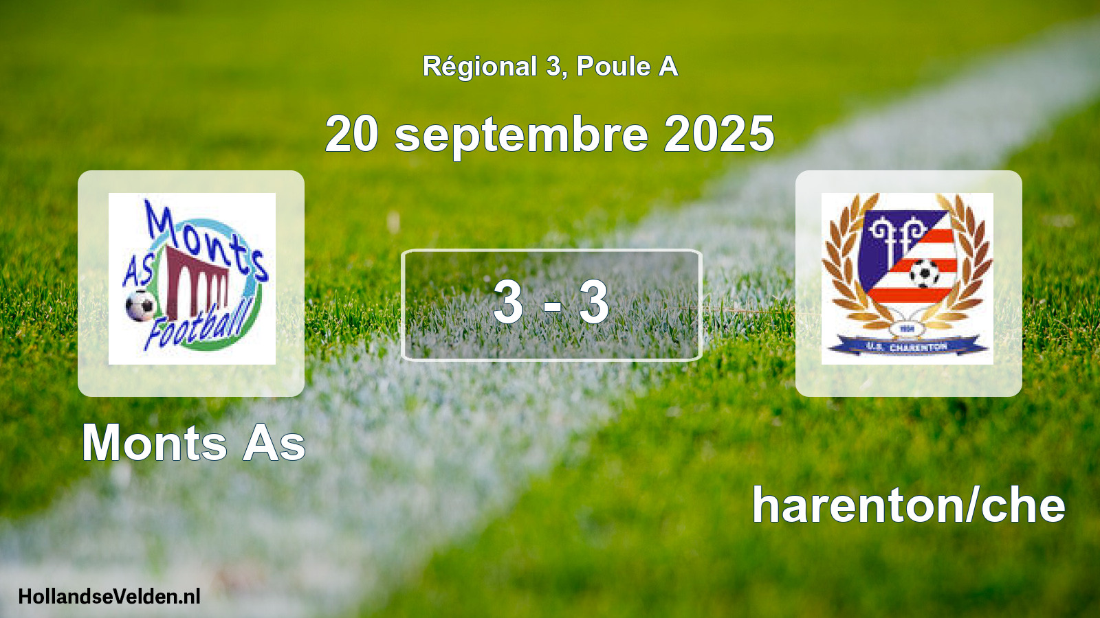 Gespeelde wedstrijd: Monts As - Charenton/che 3 - 3 (20 septembre 2025)