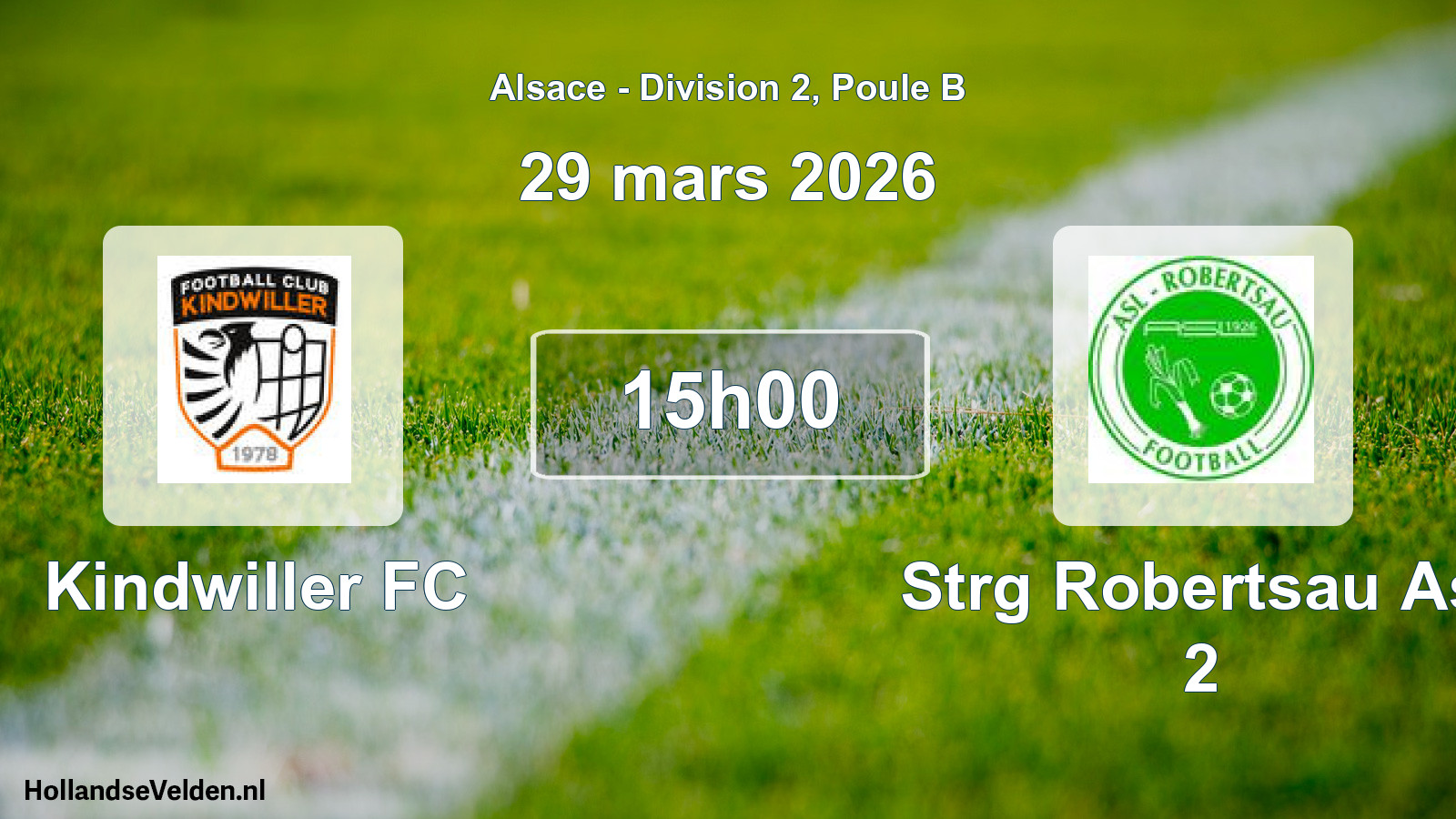 Match programmé: Kindwiller FC - Strg Robertsau Asl 2 (29 mars 2026)