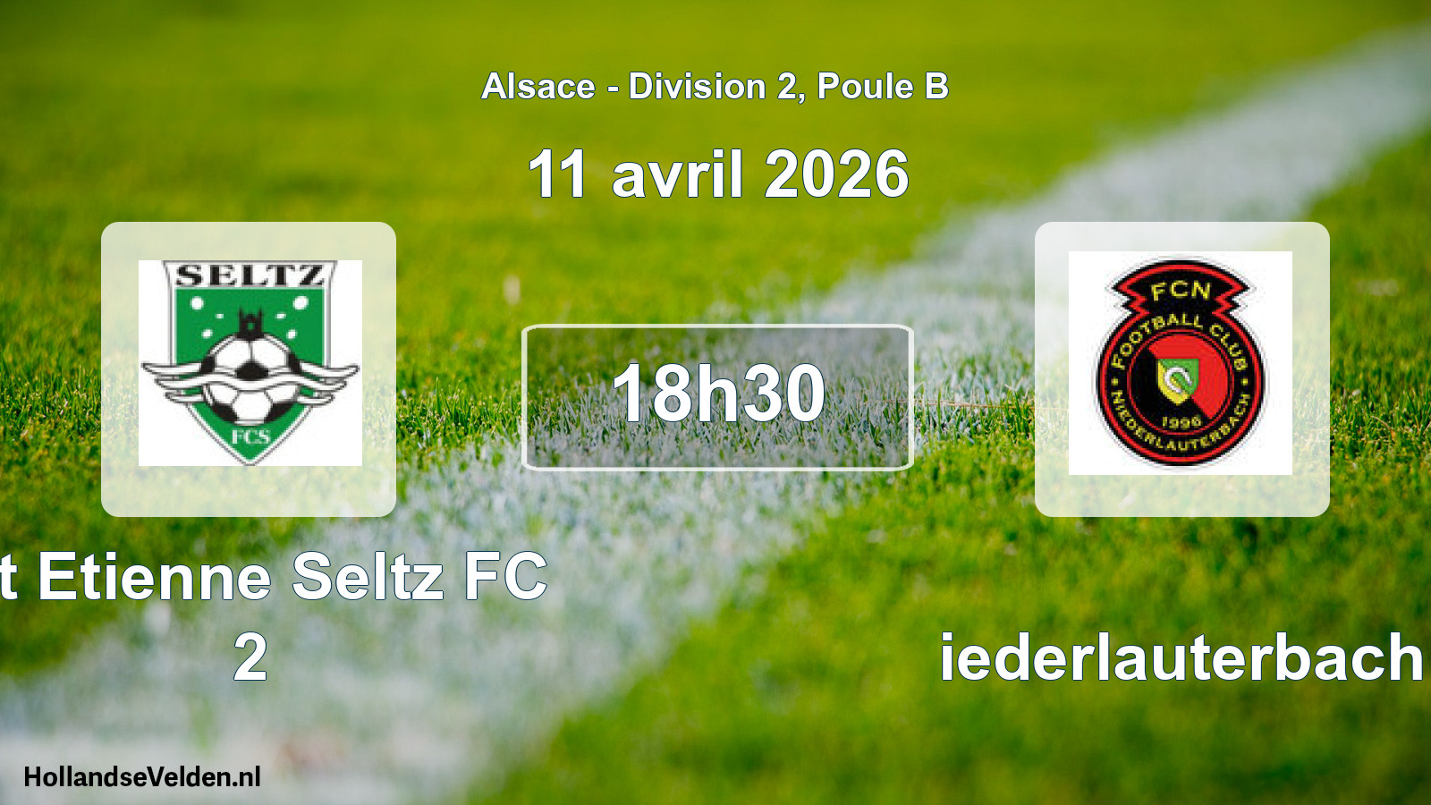 Match programmé: St Etienne Seltz FC 2 - Niederlauterbach (11 avril 2026)