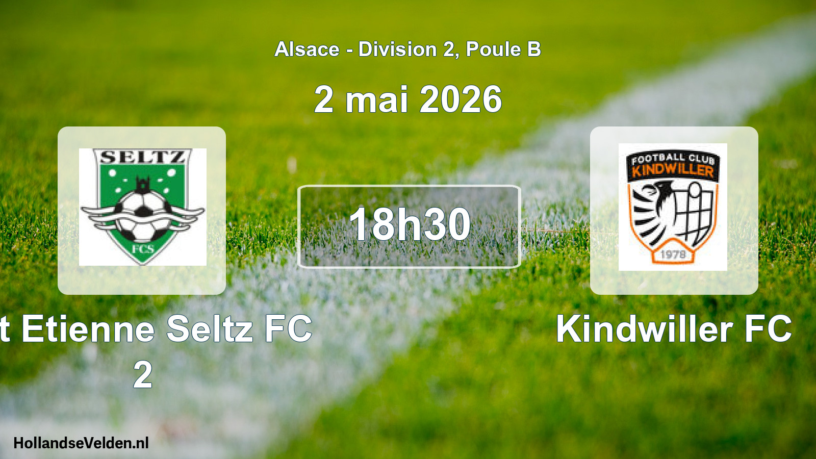 Match programmé: St Etienne Seltz FC 2 - Kindwiller FC (2 mai 2026)