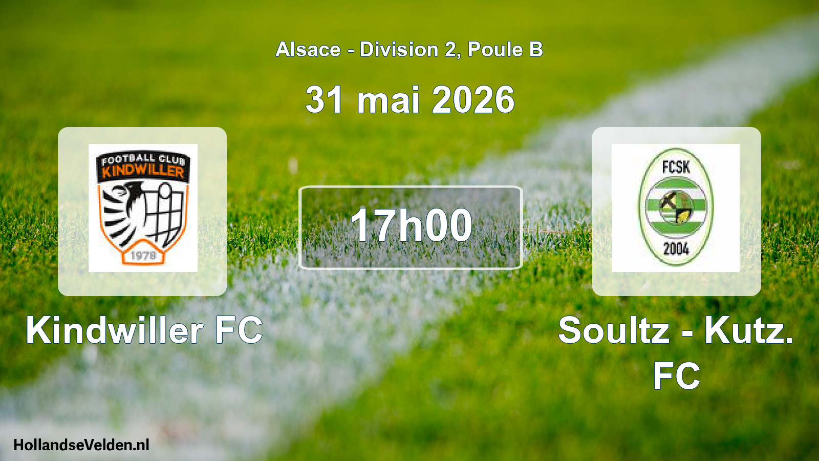 Match programmé: Kindwiller FC - Soultz - Kutz. FC (31 mai 2026)